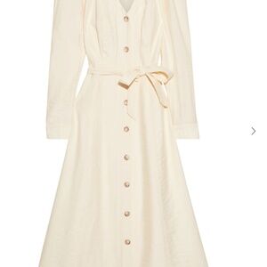 Iris and Ink Midi Crepe Dress in Cream